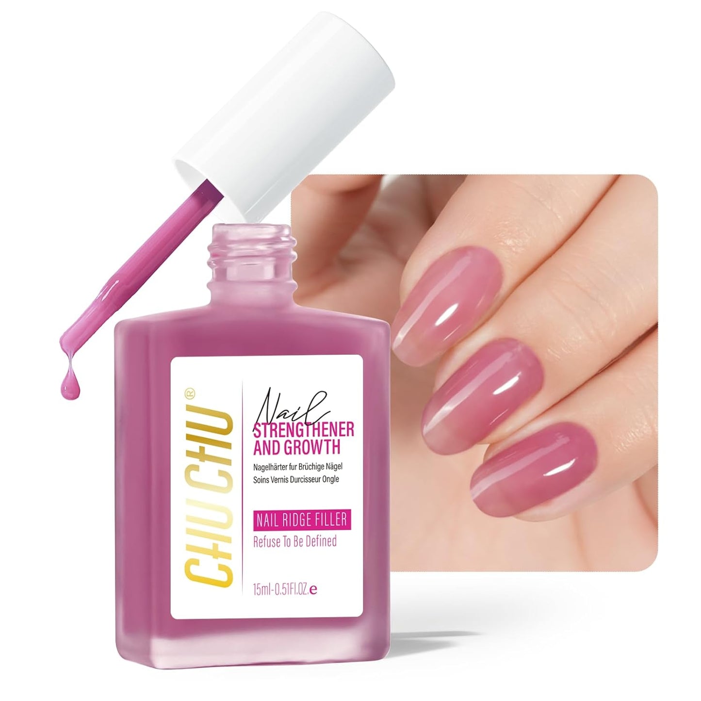 Skiennix Nail Hardener - Extra Strong 8-in-1 Dusty Rose Protein Polish for Weak Nails | 15ml