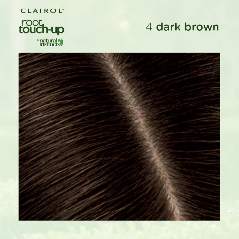 Clairol Root Touch-Up by Natural Instincts Permanent Hair Dye, 4 Dark Brown Hair Color | Naturally Blended Roots with 100% Gray Coverage | Vegan & Ammonia Free Formula | Pack of 1