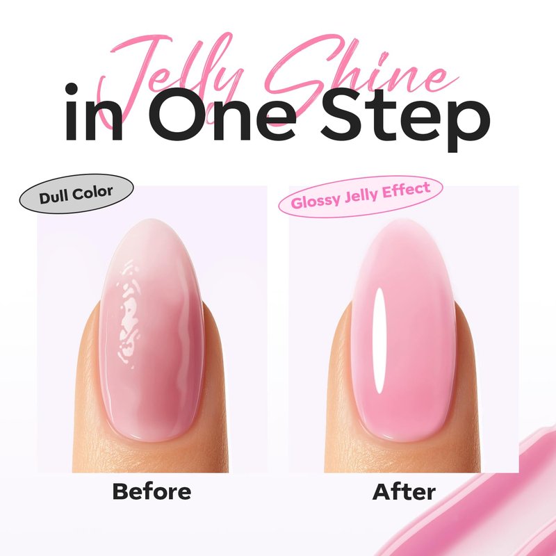 Builder Nail Gel | No Wipe Ultra Gloss Jelly Pink Polish - 15 ML for Strengthening Nail Extensions & Art