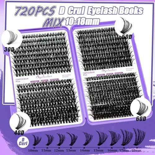 DIY Lash Extension Kit 840Pcs D Curl Individual Lash Clusters Eyelashes Extension Set with Mirror Lash Storage Box Lash Bond&Seal Glue Remover Tweezers Lash Brush Applicator