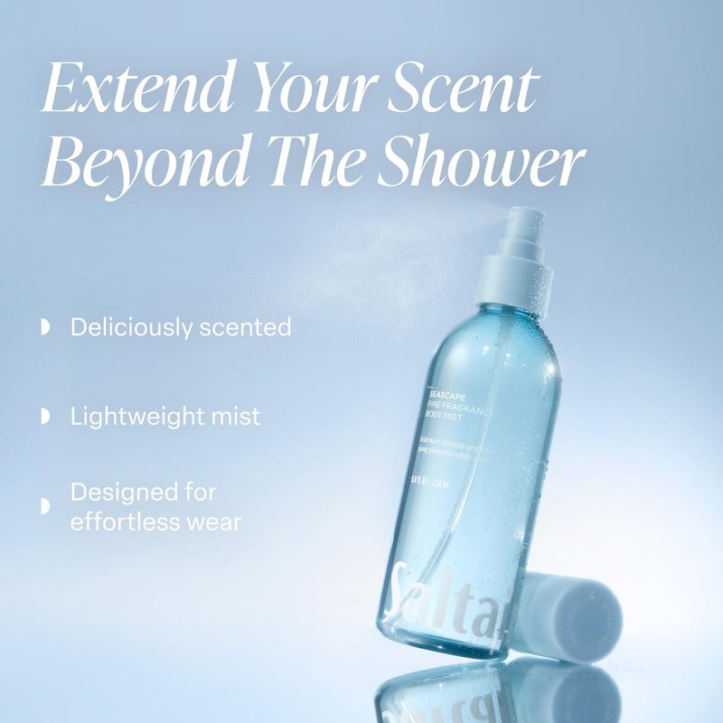 Saltair Body Mist 2 Pack - Fine Fragrance, Lightweight Body Spray Mist with Seascape Scent. Long Lasting Perfume Mist. 2x 8oz Bottles