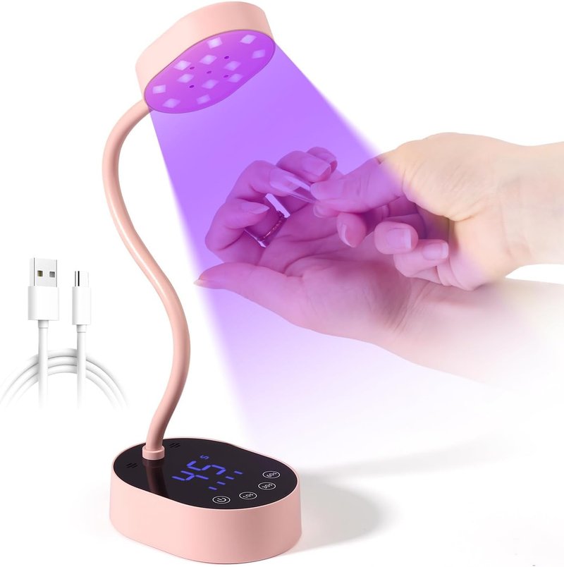 AORAEM UV Nail Lamp - Gooseneck Mini 36W Rechargeable LED Light | Quick Dry Gel Nail Dryer, Pink