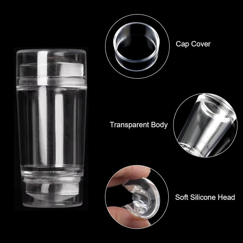 French Tip Nail Stamp Kit - 6 Pcs Replaceable Silicone Jelly Heads for Easy DIY Nail Art | French Manicure Templates