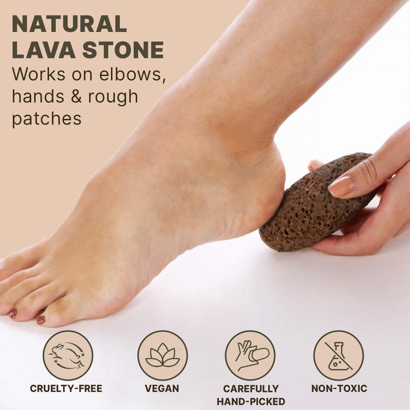 Pumice Stone for Feet - Natural Lava Stone Foot Exfoliator, Callus Remove for Feet, Hands & Dead Skin, Foot Scrubber for Pedicure & Cracked Heels, Strong & Durable Design for Smooth & Soft Feets