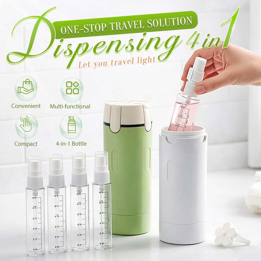 4 in 1 Travel Dispenser, 4 Pack 30ML Travel Bottles for Toiletries, Leak Proof Travel Size Containers, Portable Containers for Shampoo Lotion Conditioner Cream (White*2)