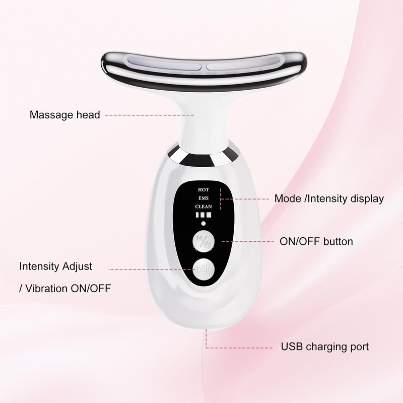 Multifunctional-Red-Light-Therapy-for-Face and Neck-Eye-Head Massager,7 Colors Skin Rejuvenation Lifting Facial Massager for Toning,Glow Boost,Wrinkle&Dark Circle Reducer (White)