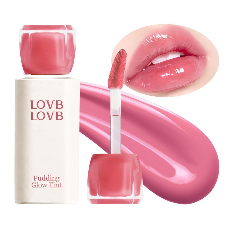 LOVB Pudding Glow Korean Lip Tint - Natural Long-Lasting Lip Stain | Non-Sticky & Lightweight | 0.14 oz (07 Coco Rose)