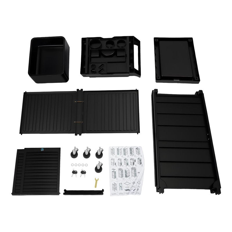 REHOUPTU 7-Layer Black Salon Trolley Cart, Multi-Function Rolling Salon Spa Service Cart, Rolling Hair Cart Organizer with Secure Lock, Mobile Stylist Storage Station for Beauty Hairdressing Shops