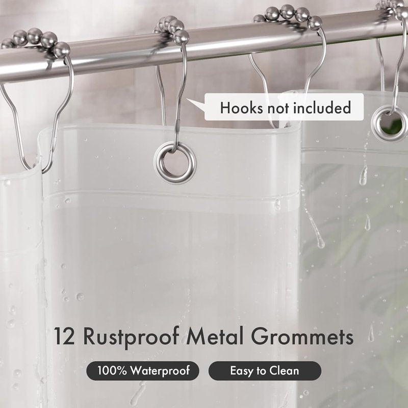 AmazerBath Shower Curtain Liner - Waterproof Frosted Plastic with 2 Weighted Pockets | 72x72 Inches