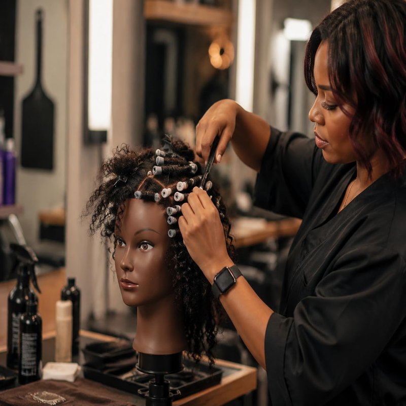 Mannequin Head with Human Hair 16'' Cosmetology Manikin Doll Head with 100% Real Human Hair Mannequin Head for Braiding Hairstylists Cosmetology Students Practice Styling with Free Clamp Holder-Black