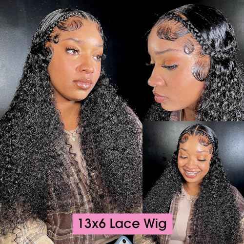 Water Wave Lace Front Wig 180% Density HD Lace Front Wigs Human Hair Pre Plucked Wigs for women Wet and Wavy Wigs with Baby Hair No Tangle 18inch