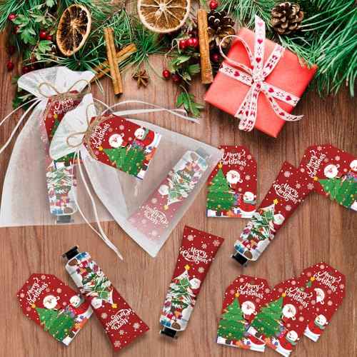 50 Sets Christmas Hand Cream Bulk Santa Snowman Patterns Moisturizing Hand Lotion for Guests Baby Shower, Bridal Shower Thank You Gifts Travel Size, Christmas Party Supplies, Holiday Stocking Stuffers