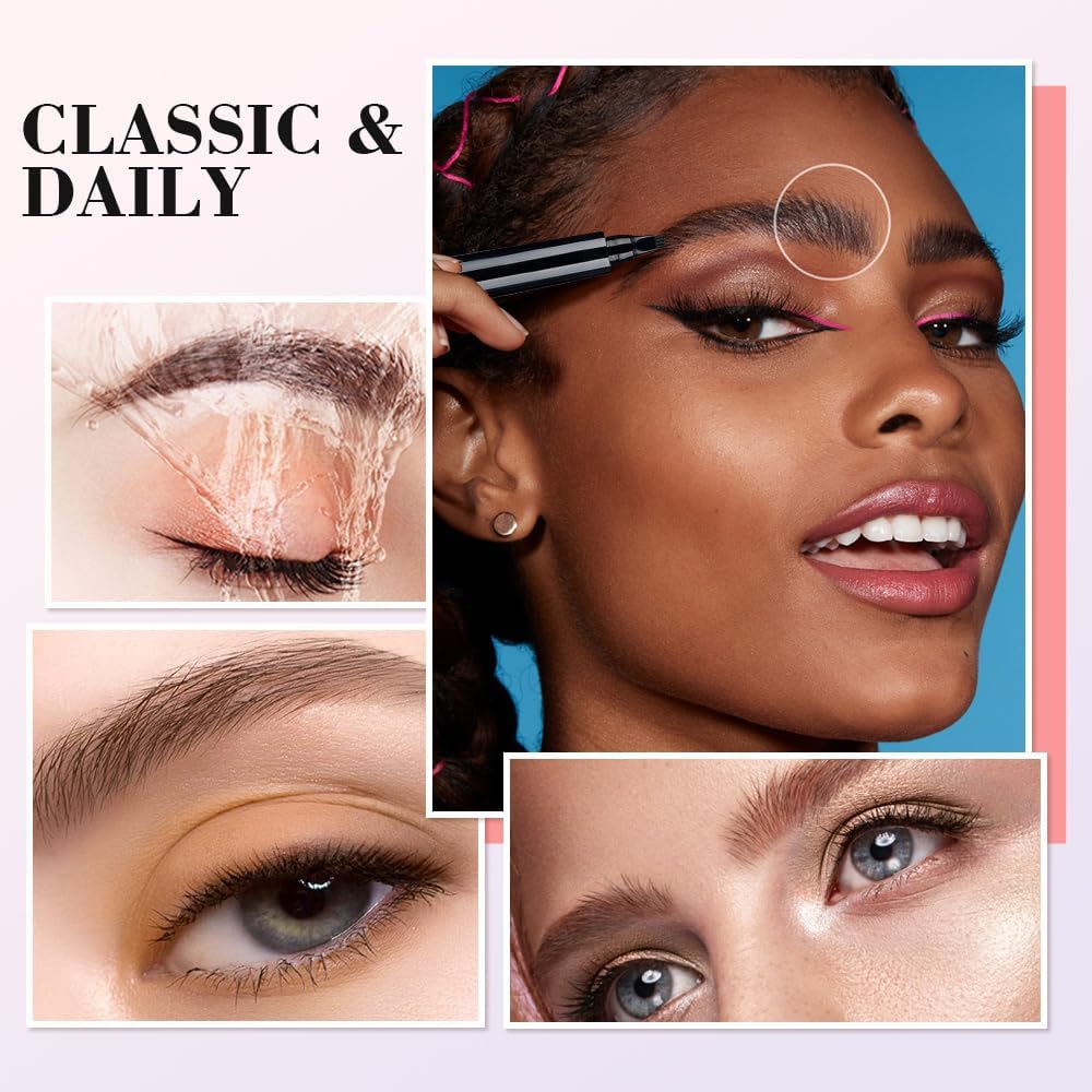 Skiennix Microblading Eyebrow Pencil - Waterproof Magic Tattoo Pencil with 4 Fork Tip (Black A)