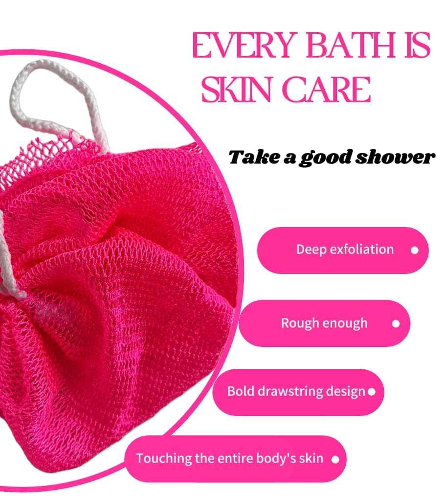 SPMKTBOZAI African Net Sponge Authentic, Exfoliating Body Scrubber Bath Sponge - Back Scrubber Washcloth for Shower with Travel Bag - Real African Scrub Exfoliator Body Care Bathing Accessories