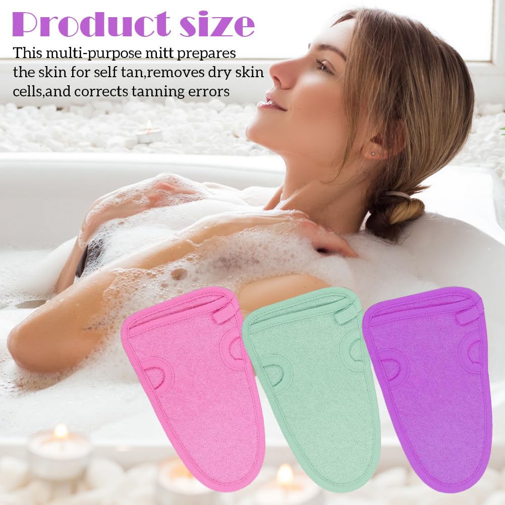 ericotry 3PCS Bathing Shower Exfoliating Mitts Towel Soft Skin Care Face Body Wash Massage Spa Mittens for Adult and Kids(Color Random)