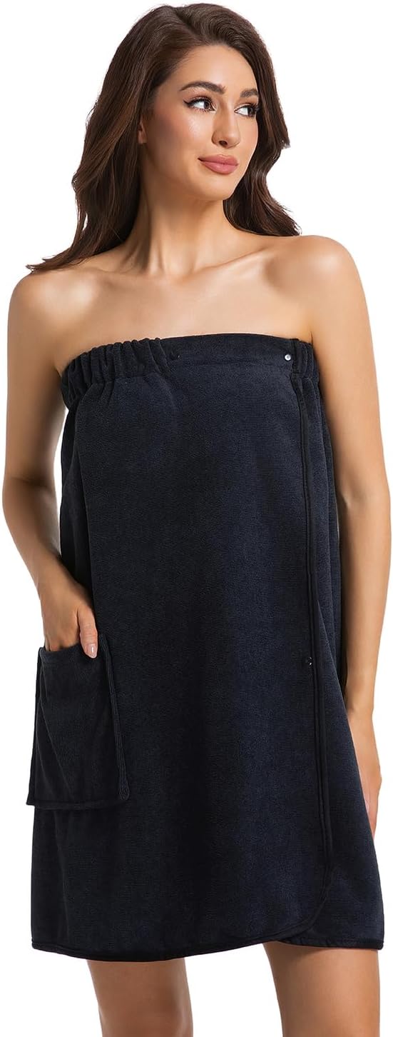 Women's Towel Wrap Bath Robe - Lightweight Spa Body Wrap with Adjustable Snap Closure | Perfect for Showers