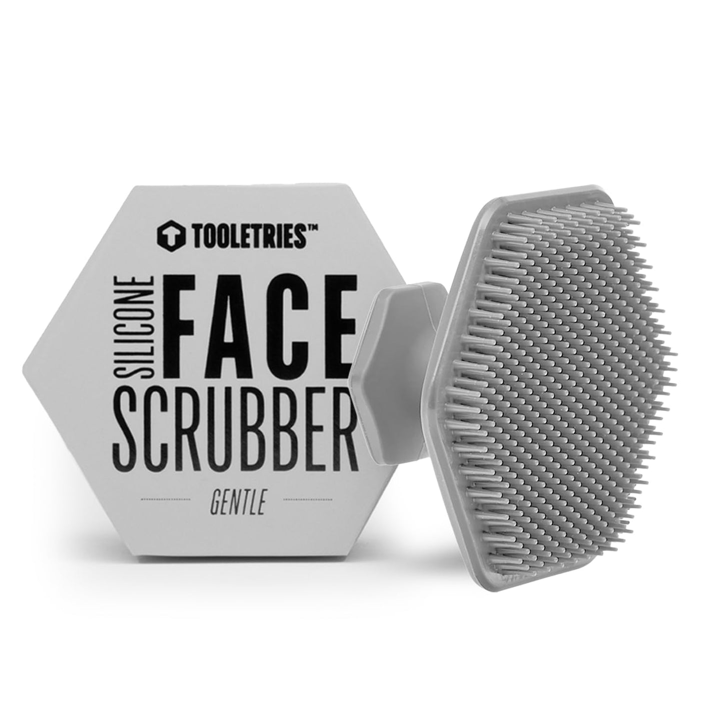 Tooletries - Men's Face Scrubber - Silicone Facial Cleansing Brush, Gentle Exfoliator Pad & Soft-Touch Massager - Removes Dead & Dry Skin - Long Lasting Bathroom & Shower Accessories - Grey