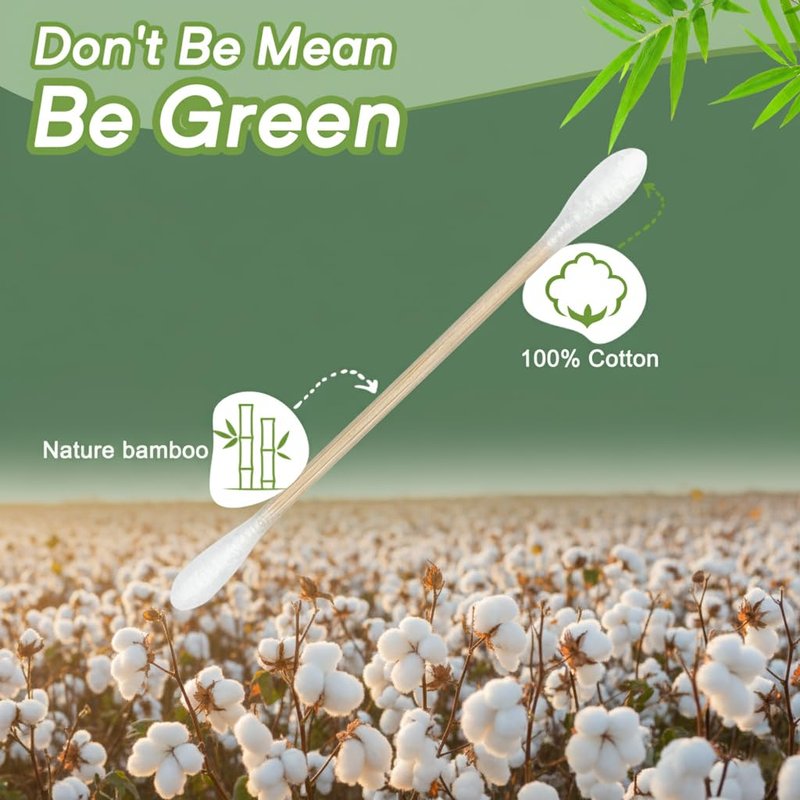 Bamboo Cotton Swabs - Eco-Friendly Disposable Swabs with Soft Tips | 1000 Count in 10 Packs