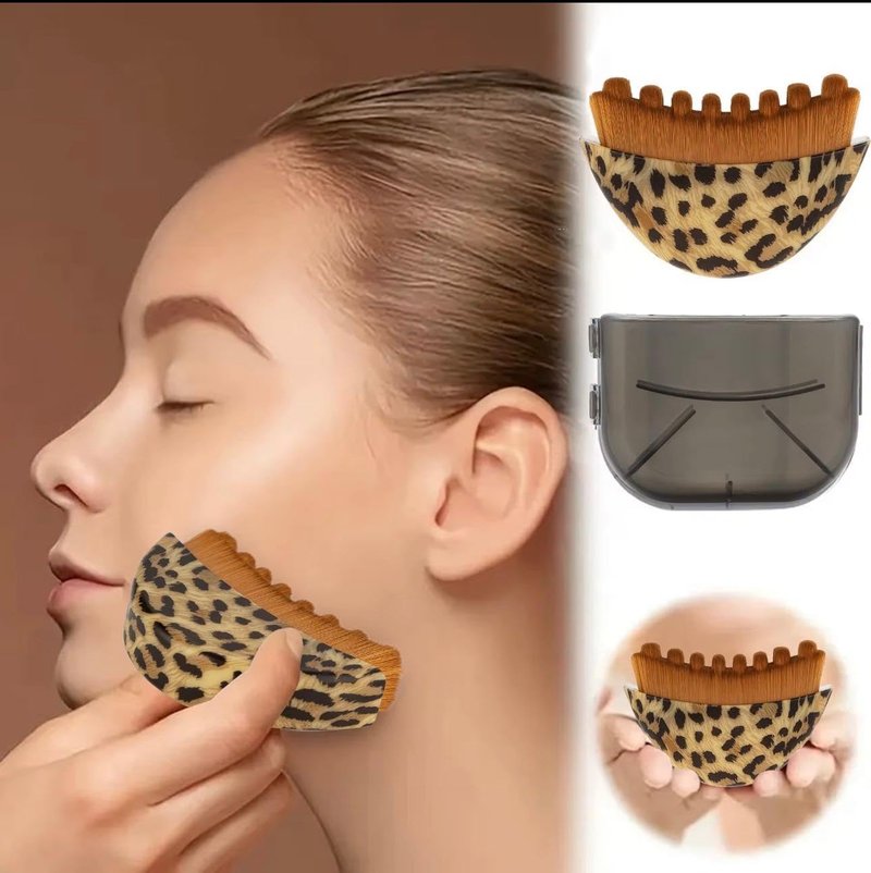Lymphatic Contour Face Brush Drainage Massager Dry Sculpting Gua Sha Facial Depuffer Tool Massage Skin Lifting Beauty Appliance (1, Leopard)