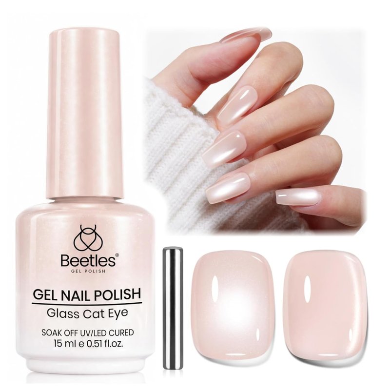 Beetles Nude Cat Eye Gel Nail Polish - 15ML Magnetic Shimmer for Elegant Summer Manicures | Soak Off UV Formula