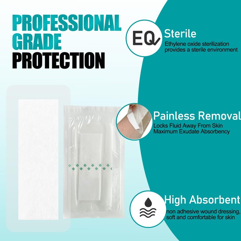 Transparent Film Dressing with Pad Waterproof Clear Bandages for Tattoo Aftercare Bandage,Scar Therapy,Wound Care 4x8 inch 20 Packs