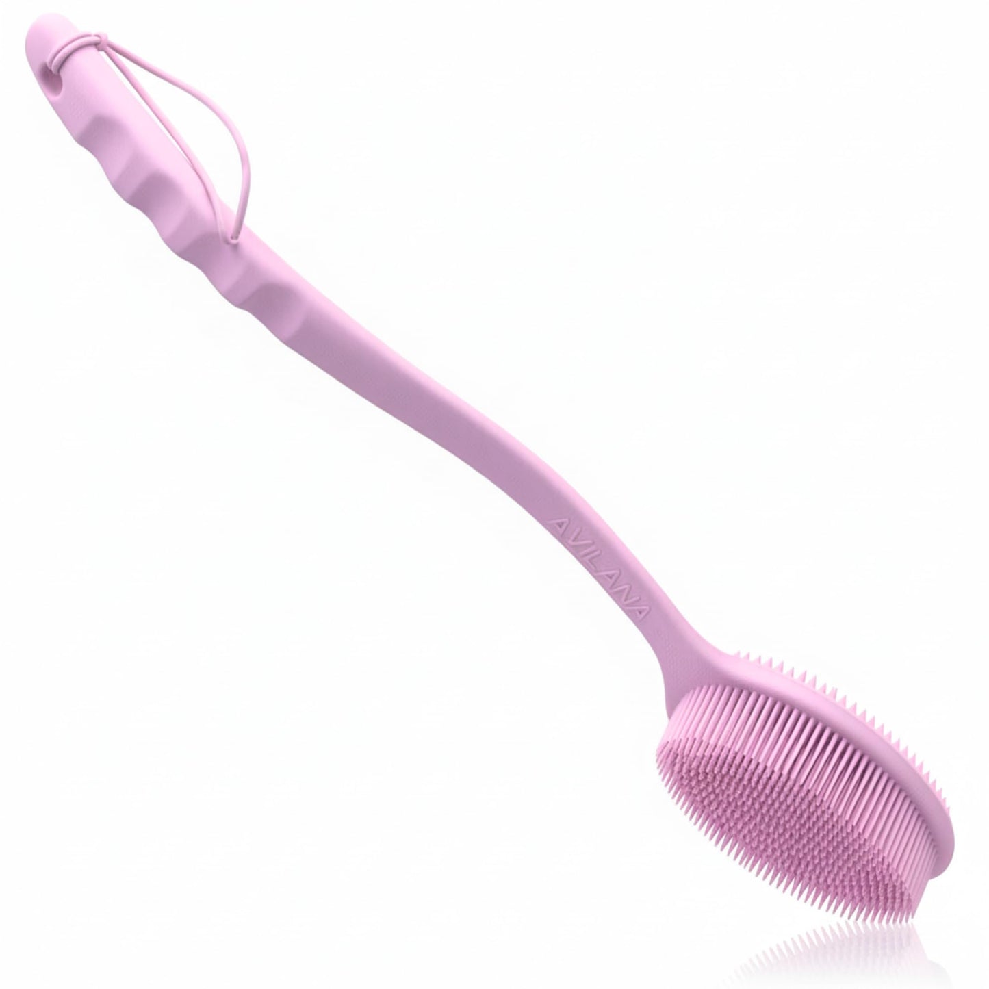 Avilana Premium Back Scrubber Long Handle 19 Inch - Trusted Since 2017 - SGS Certified Silicone Bath Brush, Dual Sided Exfoliating Body Brush Extended Reach Back Washer Women Men Seniors Gift
