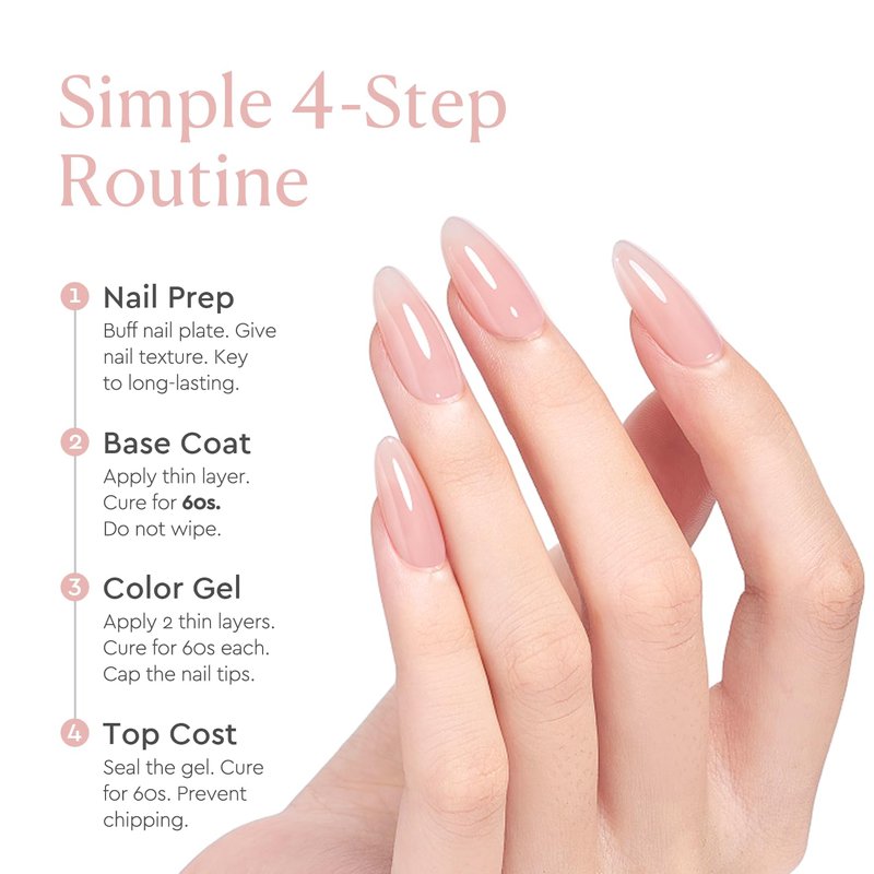 Nude Pink Gel Nail Polish - Sheer Translucent Pastel Color | 18ML Soak Off UV/LED for French Nail Art