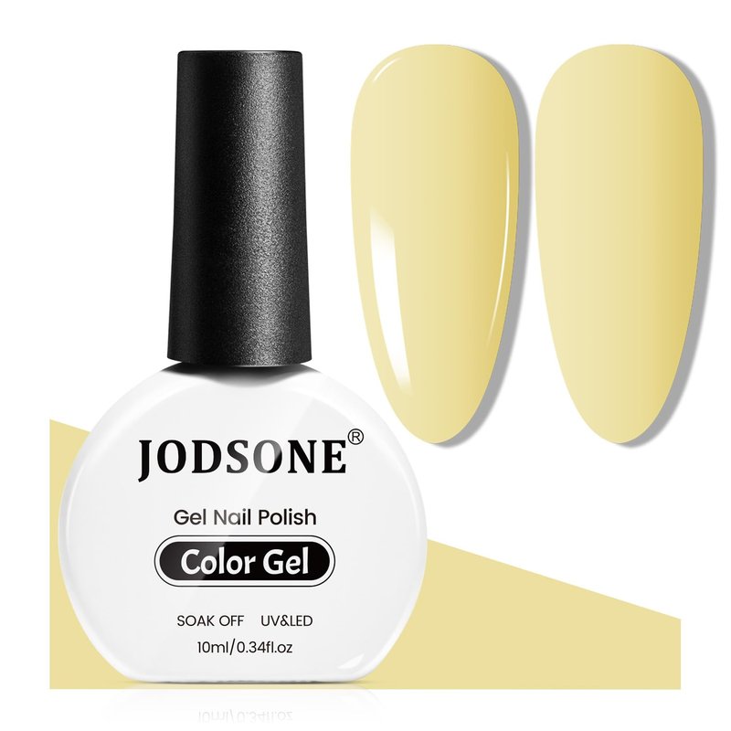 JODSONE Pastel Yellow Gel Nail Polish 10ml Soak Off LED Gel Polish Butter Yellow Nail Color Salon Quality Long-Lasting Low Odor (Need U V Lamp Curing)