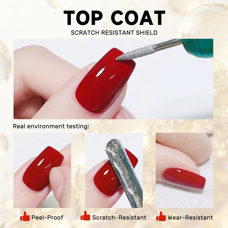 Karroy No Wipe Gel Polish Top Coat & Base Coat Set, 2PCS 18ml, High Gloss Shine Long-Lasting, Soak Off UV/LED Light Cured