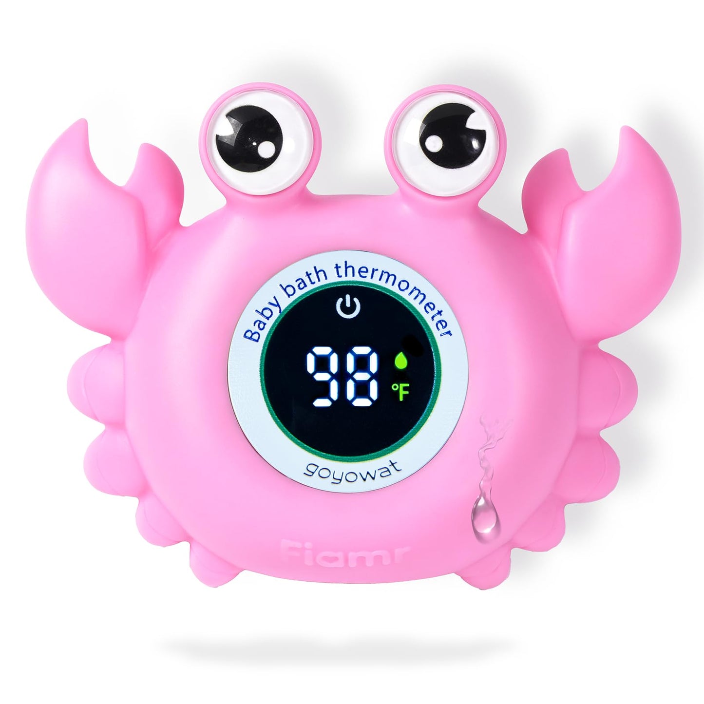 Baby Bathtub Thermometer with LED Display Screen+Pink Crab toy-2-in-1