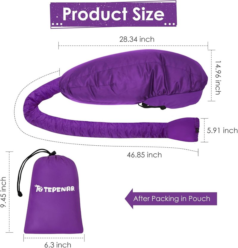 Hair Dryer Bonnet Attachment - Extra Large Adjustable Hooded Cap for Curly Hair Care | Fast Drying - Purple