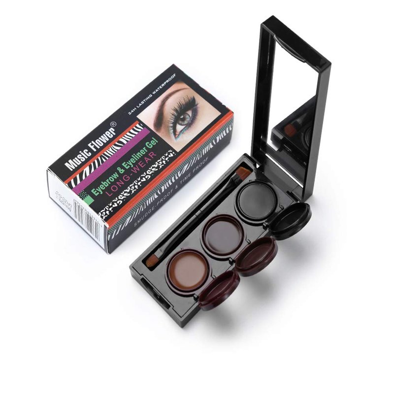 **3 in 1 Eyebrow Gel & Eyeliner - Waterproof, Smudge-Proof, Long Wear | Black & Brown with Brush**