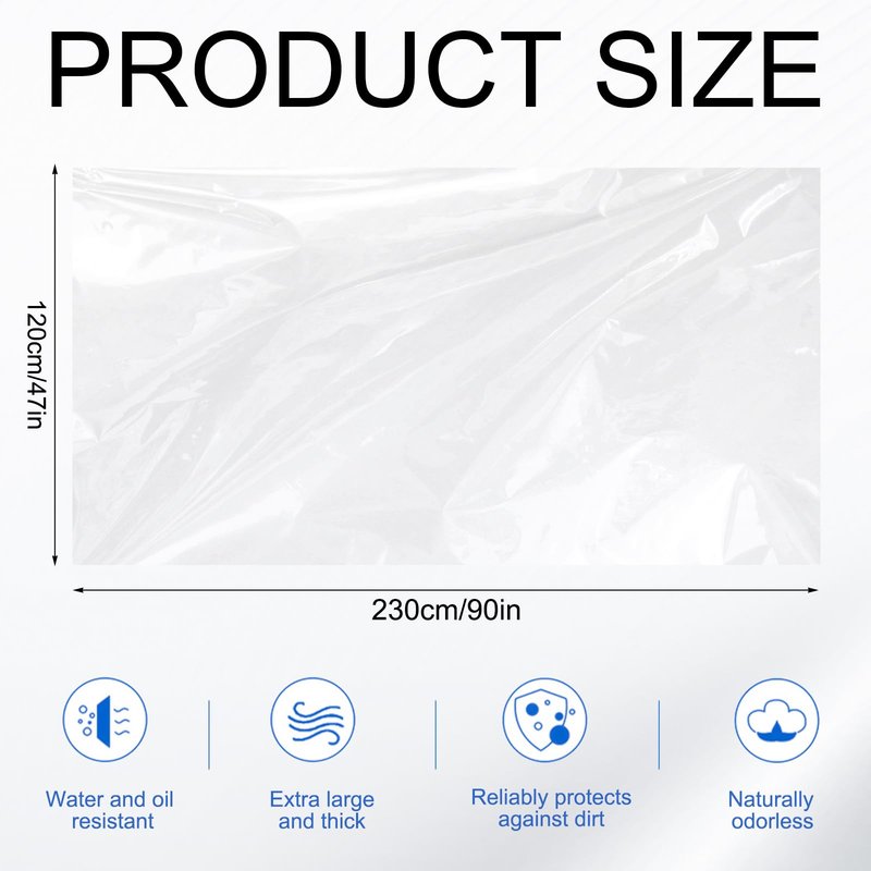 eBoot 100pcs 47" x 90" Disposable plastic Massage Table Sheets Spa Massage Treatment Bed Cover Transparent Beauty Bed Waterproof Film Couch for Tattoo Beauty Chair Sofa Spa Beds Furniture Supplies