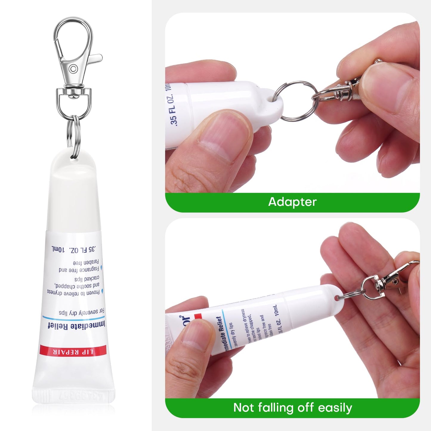 Rolitwils 2 Pcs Keychain Holder for Aquaphor Lip Repair- Polypropylene Cap Accessory - Fit Lip Balm Keychain