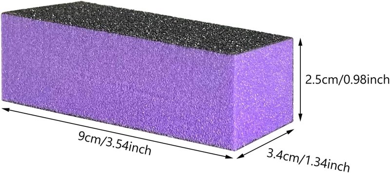 Nail Buffer Sanding Block Set - 10 Pcs 100/180 Grit Polishing Files | Black & Purple
