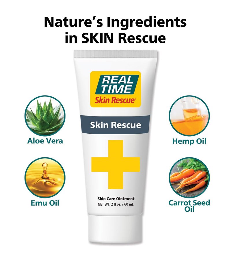 Real Time Skin Rescue Ointment - 2 Ounce Tube | Intensive Skin Relief for Dryness, Irritation, Burns, and Scars