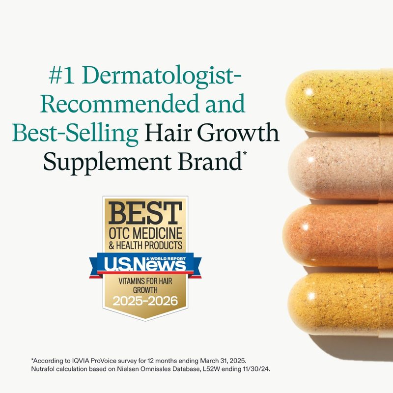 Nutrafol Women's Hair Growth Supplements, For Women 18-44 Years Old, Clinically Tested for Visibly Thicker, Stronger Hair, 100% Vegan Ingredients, Dermatologist Recomme - 3 Month Supply, 1.7 oz Bottle
