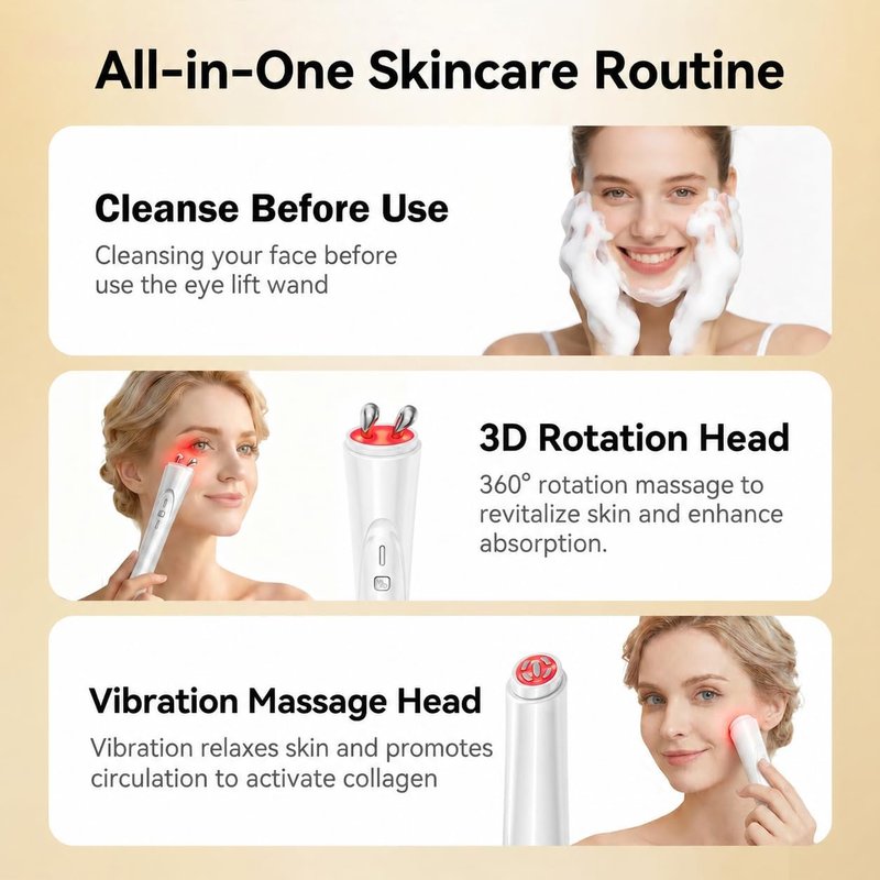 Skiennix 2-in-1 Facial & Eye Massager - Red Light & Vibration for Puffiness Relief | Sculpting Tool for Fine Lines & Wrinkles