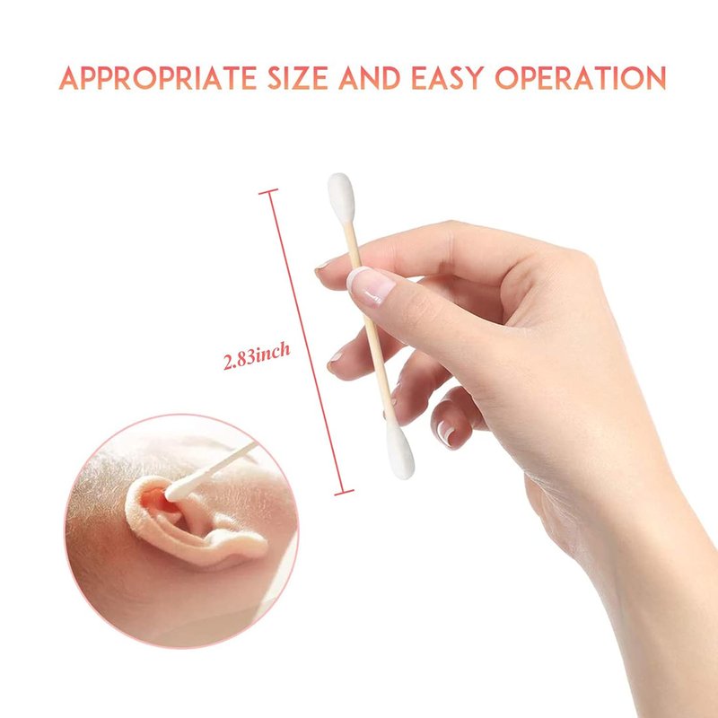 Cotton Swabs 2000 Count - Double-Tipped Cotton Buds with Wooden Sticks for Makeup & Ear Cleaning | 20 Pack