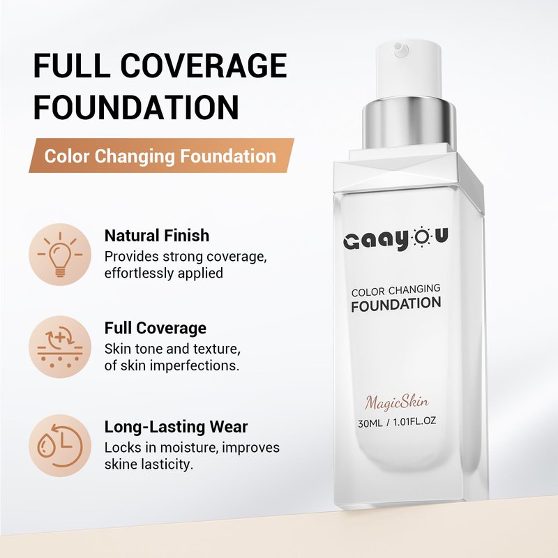 Color Changing Foundation Instantly Adapts to Your Skin Buildable Light-to-Full Coverage, Hydrating Liquid Concealer for Lightweight, Long-Lasting, Natural Dewy Finish Face Makeup