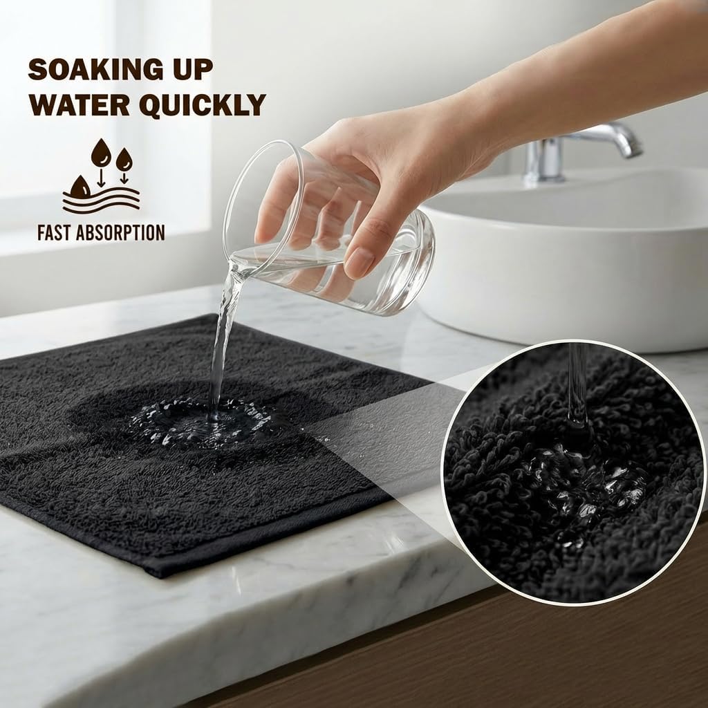Utopia Towels | 12 Pack Cotton Washcloths Set - Premium Flannel, Highly Absorbent, Soft Fingertip Towels in Black