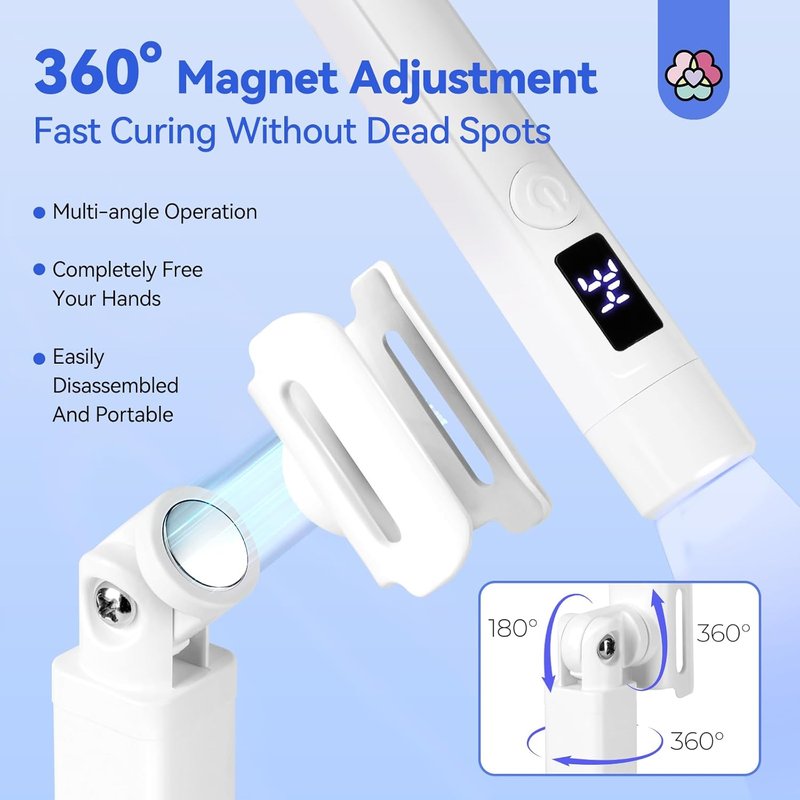 SAVILAND 9W LED Nail Light - Cordless Flash Cure Lamp with LCD Display for Quick Drying Gel Nails