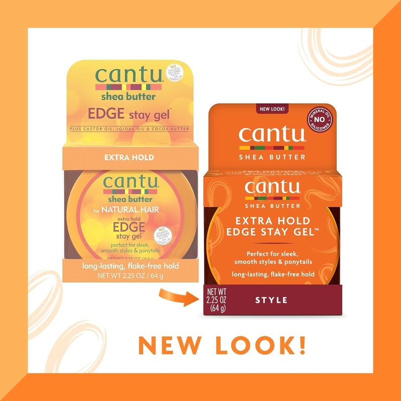 Cantu Extra Hold Edge Stay Gel - Shea Butter Formula for Strong Hold | 2.25 oz (Pack of 2)