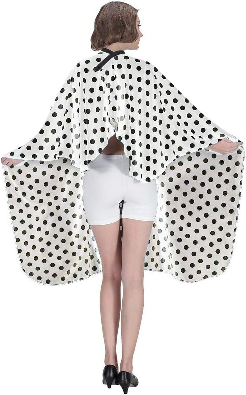 Professional Salon Cape - Black and White Dots Hair Cutting Cape, 54"x62"