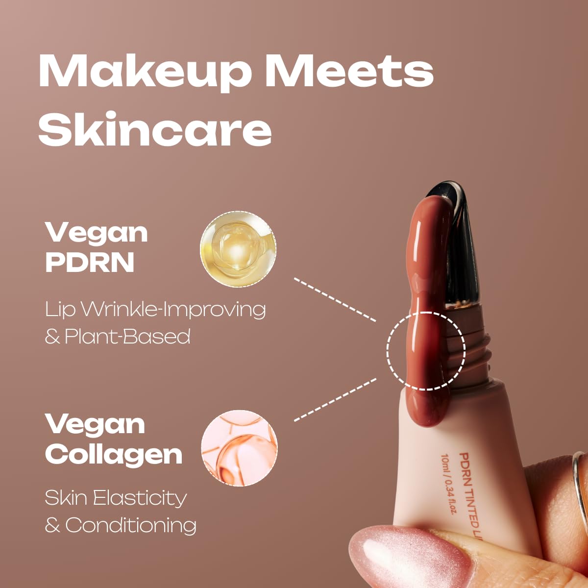 Losy Kim PDRN Tinted Lip Serum – High Gloss Ultra Hydrating Natural Glow, Non-Sticky Volumizing Color Glaze with Long-Lasting Shine, Nourishing Moisturizing Repair for Chapped Lips (0.34 oz) (island)