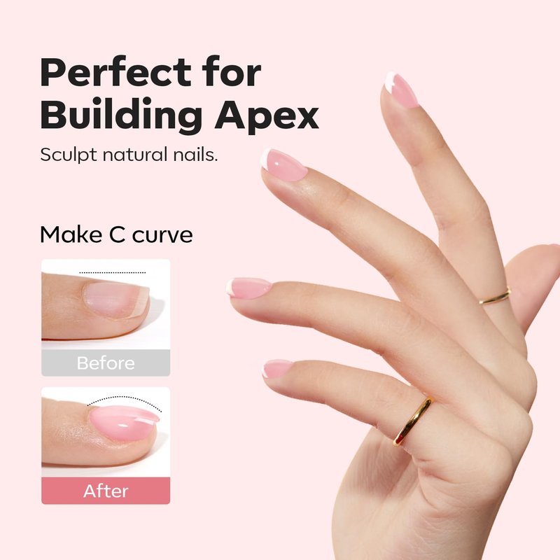 Builder Nail Gel - 8-in-One Peachy Pink Rubber Base Polish | LED Cured Extension Strengthener for DIY Salon