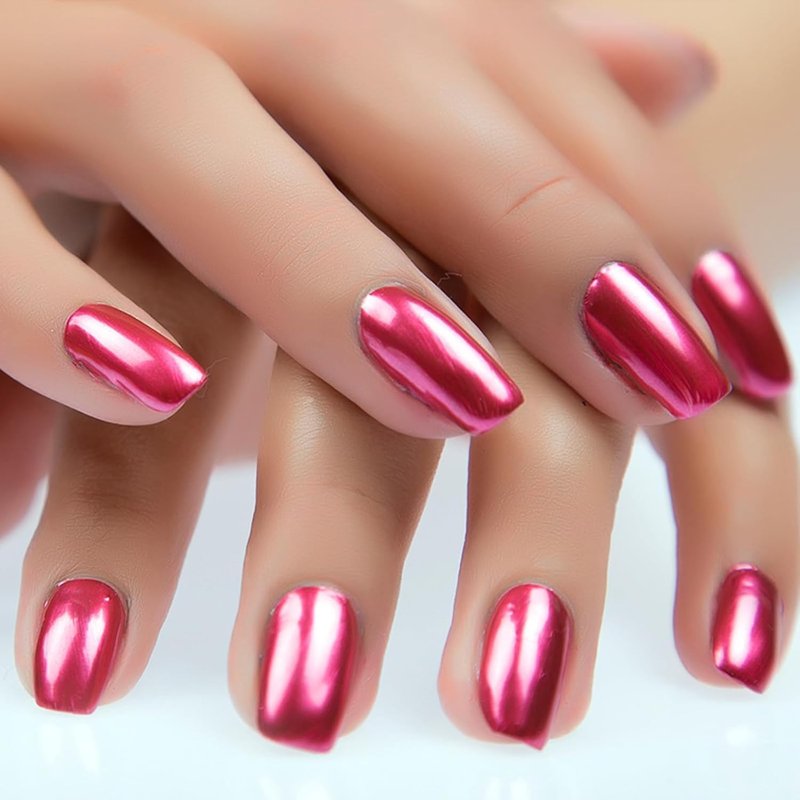 IMGDD Cherry Pink Red Metallic Nail Polish, Mirror Cherry Red Shiny Metal Long-Lasting Quick Dry Nail Lacquers (09, 6ml)