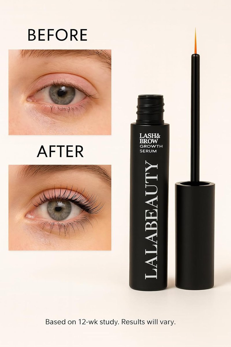LalaBeautyCo Lash Growth Serum - Longer, Thicker, Fuller Lashes | Peptide & Biotin Formula, Ophthalmologist Tested