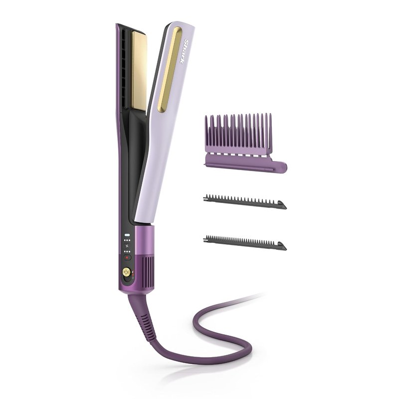 Shark SilkiPro™ Straight Hair Straightener - Wet-to-Dry Technology | Ultra-Fast Drying | Plum Satin | 3 Combs Included