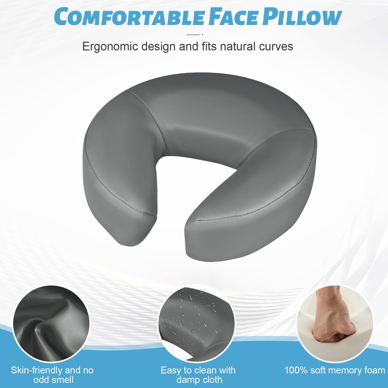 HoMove Massage Headrest for Bed, Adjustable Massage Face Cradle at Home, Portable Bed Massage Head Holder, Massage Table Head Rest for Salon Spa, Face Down Pillow After Eye Surgery, Dark Gray